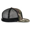 Side view of Alpinestars Flag Flat Trucker Hat SKU 48276369 camo style, curved camo brim with black mesh trucker back, motocross casual gear hat.