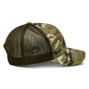 Alpinestars Recon Camo Trucker Hat, SKU 1235-81470, green camouflage pattern, right side view. This view highlights the curved bill and structured crown, with the dark green poly mesh back and the camouflage front panel.