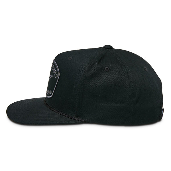 Clean studio shot of Alpinestars - Promptus Snapback Hat; showing overall shape and visible design details; SKU 482-763; Colors: Military Green, Black