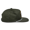 Alpinestars Promptus Snapback Hat, SKU 1235-81445-690-OS, in military green, shown from the right side. This profile view highlights the structured crown, flat bill, and the color of the durable twill fabric.