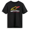 Alpinestars - Aligned CSF Tee SKU 48276395 – Alpinestars Aligned CSF Tee in black. Front view featuring yellow to red gradient Alpinestars star logo above “alpinestars racing ahead” text. Performance-inspired motocross casual apparel. Colors: Black, Wht Sizes: SM to 2X SKU:482-7639 | Available at BTO Sports.