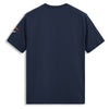 Alpinestars - Entitled CSF Tee Alpinestars Entitled CSF Tee in navy with orange logo, SKU 48276403. Rear view of short sleeve crewneck motocross shirt on white background, plain back with sleeve logo detail visible. Colors: Nvy, Black Sizes: SM to 2X SKU:482-7640 | Available at BTO Sports.