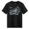 Alpinestars - Fasting CSF Tee Alpinestars Fasting CSF Tee, SKU 48276408, black short sleeve motocross casual t-shirt front view featuring bold oversized grey Alpinestars star chest logo with “Forward Innovation” text. Colors: Black, Nvy Sizes: SM to 2X SKU:482-7640 | Available at BTO Sports.