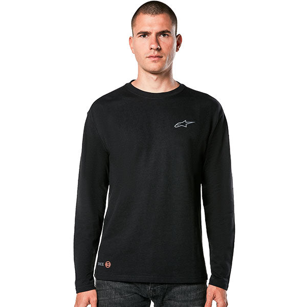 Crisp studio image on a white background of Alpinestars Inclinate Mesh Long-Sleeve T-Shirt; showing tee fit, printed graphics, and crew neckline