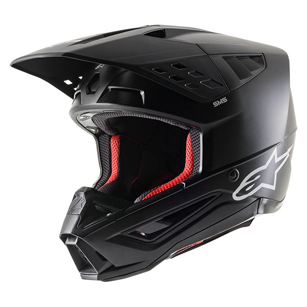 Alpinestars - SM5 Solid HelmetBlack Matte product view, lightweight off‑road motorcycle helmet with ventilation and impact protection