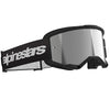 Product image of Alpinestars BTO Sports 5103225 1456 d2 Vision 3 Wordmark Goggle Black Mirror Silver motocross goggles showing frame design, lens style, and colorway