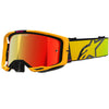 Product image of Alpinestars BTO Sports 5101625 5023 f Vision 8 Corp Goggle Yellow Pink Mirror Red motocross goggles showing frame design, lens style, and colorway