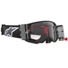 Product image of Alpinestars BTO Sports 5100425 1518 d2 Supertech Corp Goggle Black Grey Clear Roll Off motocross goggles showing frame design, lens style, and colorway
