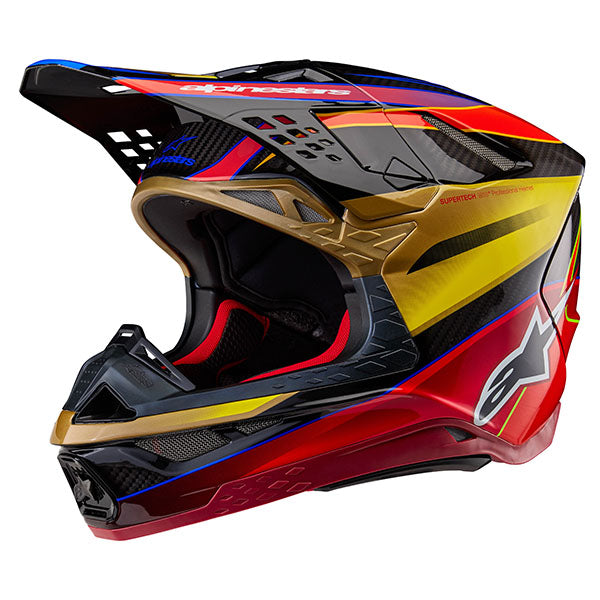 01108601, Alpinestars, Supertech M10 Era Helmet, Gold/Yellow/Rio Red Glossy, Pink/violet/Yellow Fluo Glossy, Blue/Red/Yellow Fluo Glossy, Sizes product photo