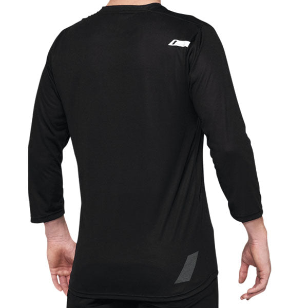 Studio image highlighting 100%, Airmatic Jersey (MTB), SKU 50200044, color options Black, Black/Red, sizes SM, MD, LG, XL, Designed for Mountain Bike, BMX and E-Bike riders