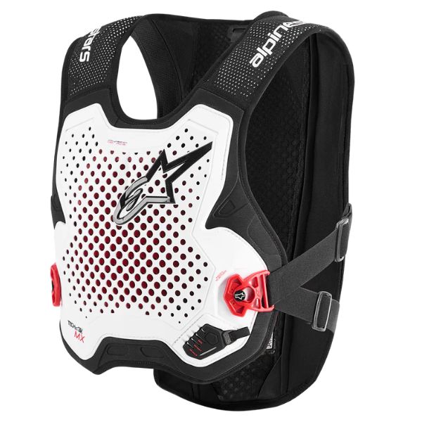 Studio image on a white background of Alpinestars 2701152 TechAir MX Airbag System ChstPro white 1, showing overall shape, materials, and visible design details