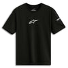 Alpinestars - Frontal CSF Tee Alpinestars Frontal CSF Tee, SKU 48276391, Black short sleeve crewneck motocross lifestyle t-shirt front view with small white chest logo and Alpinestars sleeve print. Colors: Nvy, Black, Red Sizes: SM to 2X SKU:482-7640 | Available at BTO Sports.