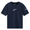 Alpinestars - Frontal CSF Tee Alpinestars Frontal CSF Tee, SKU 48276405, Navy Blue short sleeve casual crewneck motocross shirt front view with bold white chest logo and sleeve branding. Colors: Nvy, Black, Red Sizes: SM to 2X SKU:482-7640 | Available at BTO Sports.