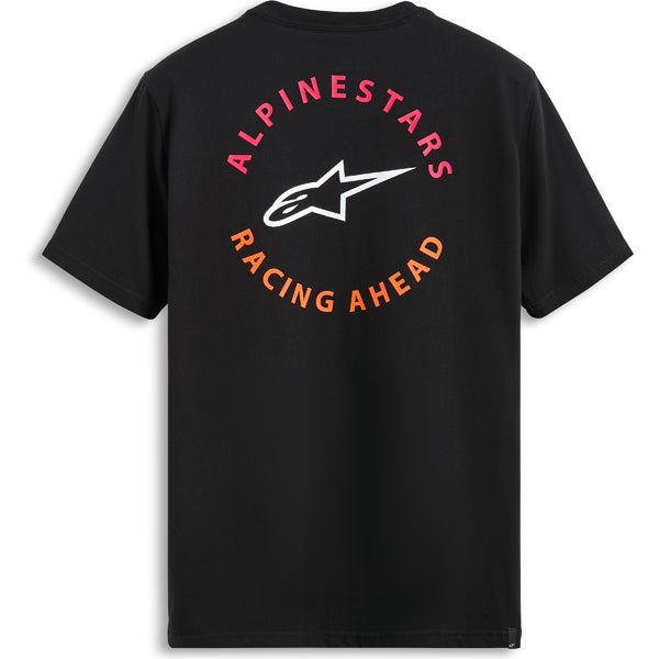 Clean studio shot of Alpinestars True CSF Tee; showing tee fit, printed graphics, and crew neckline; SKU 482-76392S; Colors: Black, Charcoal