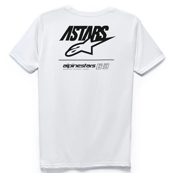 Professional studio photo of Alpinestars Back Mix T-Shirt; showing tee fit, printed graphics, and crew neckline; SKU 303020796; Sizes: M-2XL