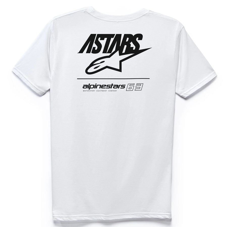 Professional studio photo of Alpinestars Back Mix T-Shirt; showing tee fit, printed graphics, and crew neckline; SKU 303020796; Sizes: M-2XL