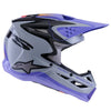 Gray/Purple/Black Glossy product view, lightweight off‑road motorcycle helmet with ventilation and impact protection