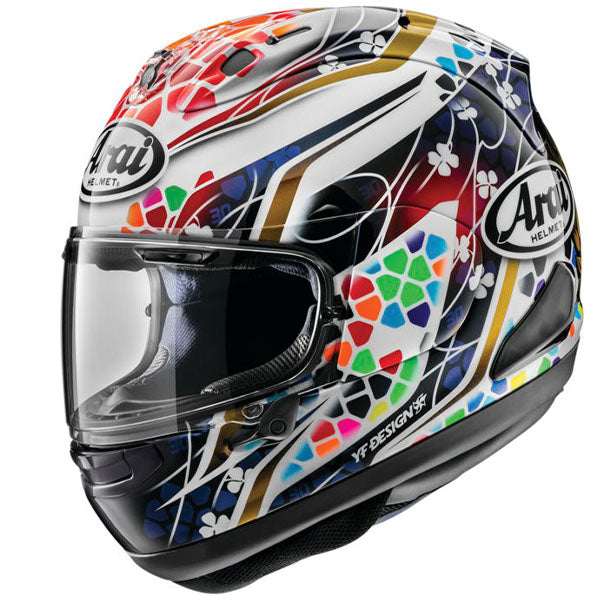 Arai motorcycle helmet product image — Arai - Corsair-X Nakagami 3 Helmet. Studio angle showing shell shape, venting and visor details.