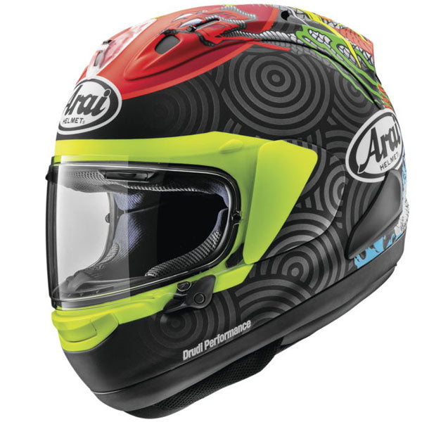 Arai motorcycle helmet product image — Arai - Corsair-X Tatsuki Helmet. Studio angle showing shell shape, venting and visor details.