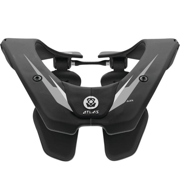 Studio product photo of Atlas Air Neck Brace — White/Gold, LG, SKU '724240 on a white background, suitable for motocross and powersports use.