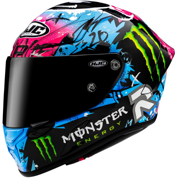 studio product photo of HJC SKU 809252804 in Blue/Pink, sizes SM, MD, LG, XL for motocross helmet, dirt bike, off road.