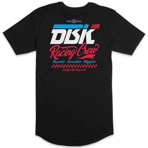 Clean studio shot of Dirt Bike Kidz Recking Crew Premium Tee; showing tee fit, printed graphics, and crew neckline; SKU 325-00012S; Colors: Black