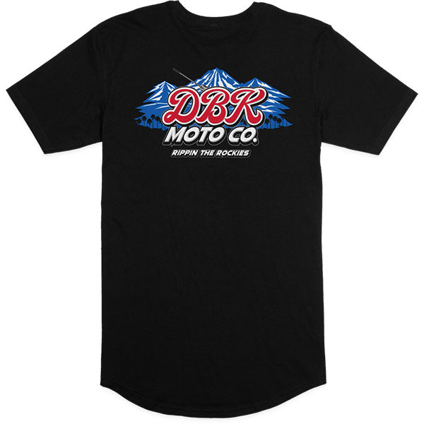 Clean studio shot of Dirt Bike Kidz Rippin The Rockies Premium Tee; showing tee fit, printed graphics, and crew neckline; SKU 325-00013S; Colors: Black