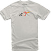 Crisp studio image on a white background of Alpinestars Ageless Rake T-Shirt; showing tee fit, printed graphics, and crew neckline; SKU 3030232