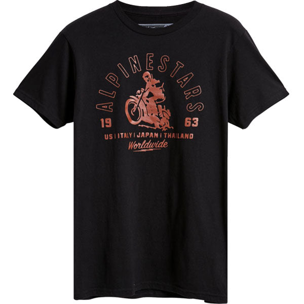 Studio photo on a white background of Alpinestars Los Sander T-Shirt; showing tee fit, printed graphics, and crew neckline; SKU 3030233; Sizes: M-2XL