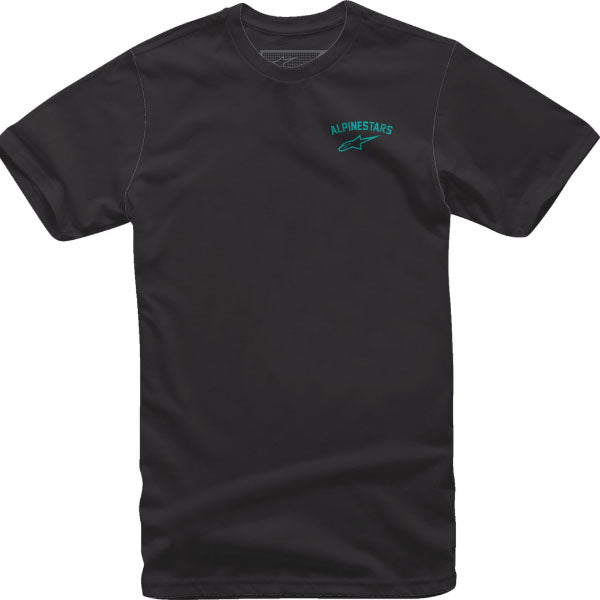 Studio photo on a white background of Alpinestars Speedway T-Shirt; showing tee fit, printed graphics, and crew neckline; SKU 303023230; Sizes: M-2XL