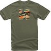Professional studio photo of Alpinestars Free Camo T-Shirt; showing tee fit, printed graphics, and crew neckline; SKU 3030221; Colors: Black, Military