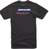 Clean studio shot of Alpinestars Split Time T-Shirt; showing tee fit, printed graphics, and crew neckline; SKU 3030207; Colors: Black, White, Gray