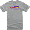 High-resolution studio image of Alpinestars World Wide Again T-Shirt; showing tee fit, printed graphics, and crew neckline; SKU 3030221; Sizes: M-2XL