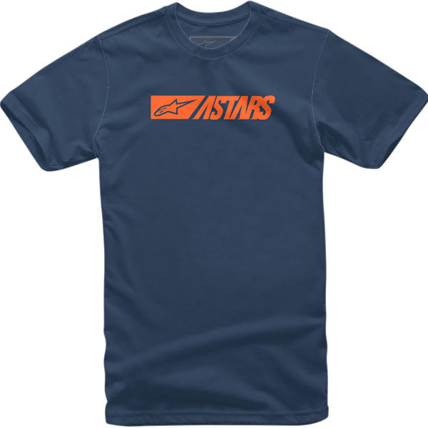 High-resolution studio image of Alpinestars Reblaze T-Shirt; showing tee fit, printed graphics, and crew neckline; SKU 303020760; Sizes: M-2XL