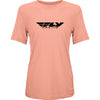 Crisp studio image on a white background of Fly Racing Womens Origin Corp Tee; showing tee fit, printed graphics, and crew neckline; SKU 356-0100S