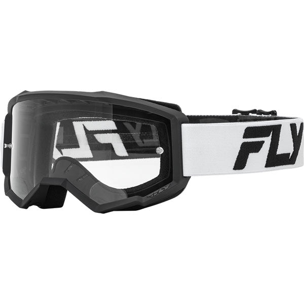 Product image of BTO Sports Fly Racing mx24 sp focus clear lens goggle 37 51158 motocross goggles showing frame design, lens style, and colorway
