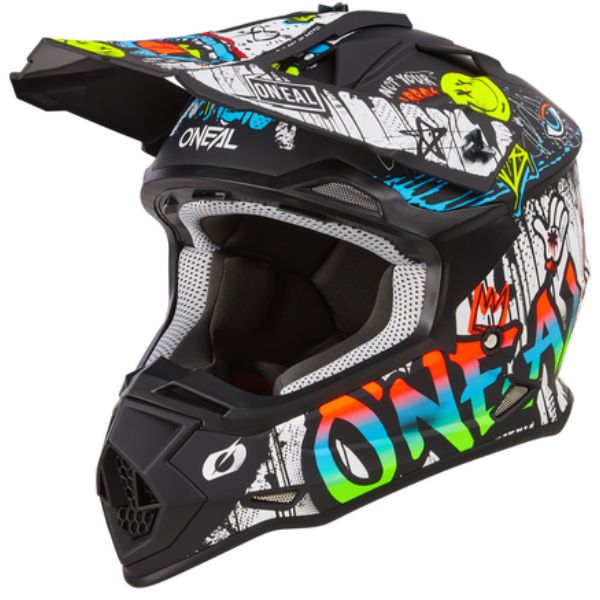 Studio product photo on a neutral background of O'Neal, 2 Series Rancid V.24 Helmet, SKU 0200-071, color options Black/White, sizes XS–2X