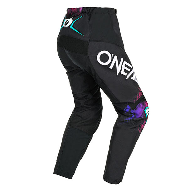 Clean studio photo on a white background of O'Neal, Element Voltage V.24 Pant (Womens), Pants, SKU E023-2528, color options Black/Multi, sizes 1/2, 3/4, 5/6, 7/8, 9/10, 11/12, 13/14