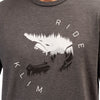 High-resolution studio image of Klim Ride Tri-Blend Tee; showing tee fit, printed graphics, and crew neckline; SKU 3689-000-120-272; Sizes: S-3XL