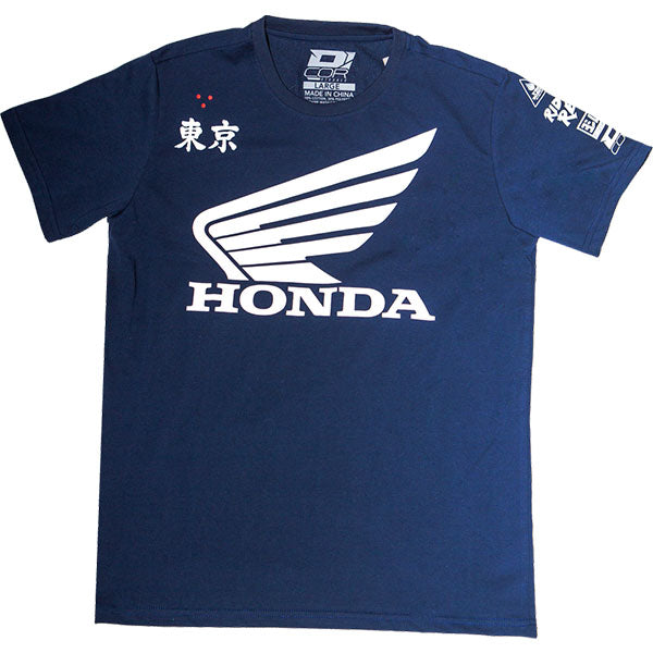 Professional studio photo of D'Cor Visuals Honda Factory T-Shirt; showing long-sleeve cut, printed graphics, and crew neckline; SKU 862-81127M