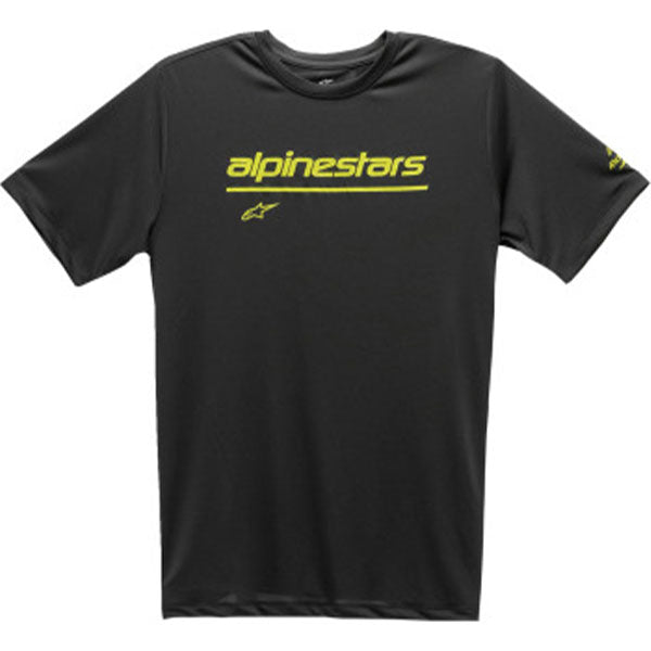Crisp studio image on a white background of Alpinestars Tech Line Up Performance T-Shirt; showing tee fit, printed graphics, and crew neckline