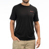 Studio photo on a white background of Klim Mountain Peak Tri-Blend Tee; showing tee fit, printed graphics, and crew neckline; SKU 3691-000-120-281