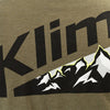 Professional studio photo of Klim Mountain Peak Tri-Blend Tee; showing tee fit, printed graphics, and crew neckline; SKU 3691-000-120-281; Sizes: S-3XL