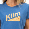 Crisp studio image on a white background of Klim Mountain Peak Tri-Blend Tee (Womens); showing tee fit, printed graphics, and crew neckline