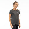 Studio photo on a white background of Klim K Shield Crest Tri-Blend Tee (Womens); showing tee fit, printed graphics, and crew neckline