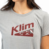 Clean studio shot of Klim Mountain Peak Tri-Blend Tee (Womens); showing tee fit, printed graphics, and crew neckline; SKU 3565-000-110-275; Sizes: XS-XL