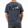 Studio photo on a white background of Klim Mountain Peak Tri-Blend Tee; showing tee fit, printed graphics, and crew neckline; SKU 3691-000-120-281