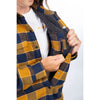 Studio photo on a white background of Klim; showing flannel shirt fit, button front, and plaid pattern; SKU 3593-000-150-917