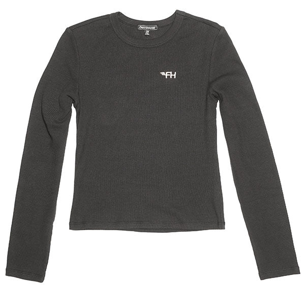 Clean studio shot of Fasthouse Flight Long Sleeve Tee (Womens); showing long-sleeve cut, printed graphics, and crew neckline; SKU 3297695874