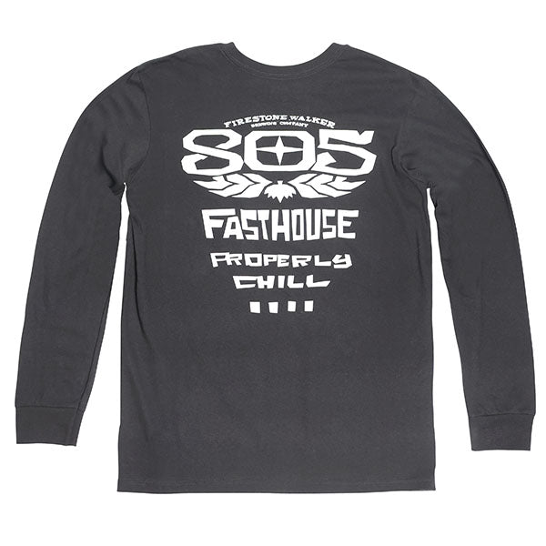 Crisp studio image on a white background of Fasthouse 805 Gravel Long Sleeve Tee; showing long-sleeve cut, printed graphics, and crew neckline